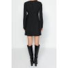 New Regular Day Night Finike Woven Double Breasted Long Sleeve Double Breasted Mini Length Dress