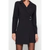 New Regular Day Night Finike Woven Jacket Collar Long Sleeve Jacket Dress Mini Length Dress
