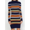 New Regular Casual Daily Double Plate Knitwear Stand Collar Long Sleeve Shift Mini Length Dress