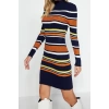 New Regular Casual Daily Double Plate Knitwear Stand Collar Long Sleeve Shift Mini Length Dress