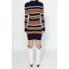 New Regular Casual Daily Double Plate Knitwear Stand Collar Long Sleeve Shift Mini Length Dress