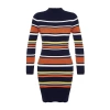 New Regular Casual Daily Double Plate Knitwear Stand Collar Long Sleeve Shift Mini Length Dress