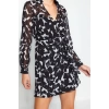 New Regular Day Night Chiffon Woven Shirt Collar Long Sleeve Double Breasted Mini Dress