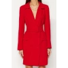 New Regular Business Finike Woven Jacket Collar Long Sleeve Jacket Dress Mini Length Dress