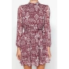 New Regular Day Night Chiffon Woven Stand Collar Long Sleeve A-Line Mini Length Dress