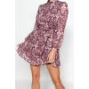 New Regular Day Night Chiffon Woven Stand Collar Long Sleeve A-Line Mini Length Dress