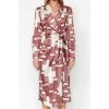 New Regular Day Night Satin Woven Jacket Collar Long Sleeve Double Breasted Midi Length Dress