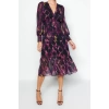 New Regular Day Night Chiffon Woven V Neck Long Sleeve A-Line Midi Length Dress