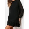 New Regular Day Night Chiffon Woven Stand Collar Long Sleeve A-Line Mini Length Dress