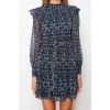 New Regular Day Night Chiffon Woven Stand Collar Long Sleeve A-Line Mini Length Dress