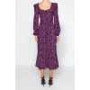 New Regular Casual Daily Shally Woven Square Neck Long Sleeve A-Line Midi Length Dress