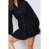 New Regular Casual Daily Poplin Woven Mandarin Collar Long Sleeve Shirt Dress Mini Length Dress