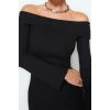 New Slim Day Night Camisole Knitted Carmen Collar Long Sleeve Bodycone Maxi Length Dress