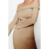 New Slim Day Night Camisole Knitted Carmen Collar Long Sleeve Bodycone Maxi Length Dress