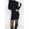 New Slim Day Night Thick Sandy Knitted Boat Neck Long Sleeve Bodycone Mini Length Dress