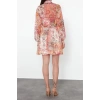 New Regular Casual Daily Chiffon Woven V Neck Long Sleeve Skater Mini Length Dress