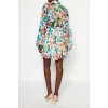 New Regular Casual Daily Chiffon Woven V Neck Long Sleeve Skater Mini Length Dress