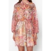 New Regular Casual Daily Chiffon Woven V Neck Long Sleeve Skater Mini Length Dress