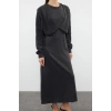 Yeni Regular Casual Günlük Tek Plaka Triko V Yaka Uzun Kol Basic Maxi Boy Elbise