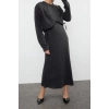 Yeni Regular Casual Günlük Tek Plaka Triko V Yaka Uzun Kol Basic Maxi Boy Elbise