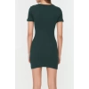 New Slim Casual Daily Regenerated Camisole Knitted Crew Neck Short Sleeve Bodycone Mini Length Dress