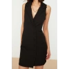New Regular Business Finike Woven Jacket Collar Sleeveless Sleeve Jacket Dress Mini Length Dress