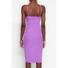 New Regular Day Night Finike Woven Halter Neck Strappy Sleeve Bodycone Midi Length Dress