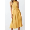 Yeni Regular Casual Günlük Shally Dokuma Halter Yaka Kolsuz Kol A-Line Midi Boy Elbise