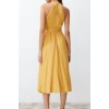 Yeni Regular Casual Günlük Shally Dokuma Halter Yaka Kolsuz Kol A-Line Midi Boy Elbise