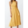 Yeni Regular Casual Günlük Shally Dokuma Halter Yaka Kolsuz Kol A-Line Midi Boy Elbise