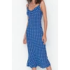 New Fit Day Night Shally Woven Cowl Neck Strap Sleeve Bodycone Midi Length Dress