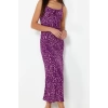 New Fit Day Night Shally Woven Cowl Neck Strap Sleeve Bodycone Midi Length Dress
