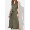 Yeni Regular Casual Günlük Shally Dokuma Halter Yaka Kolsuz Kol Gömlek Elbise Midi Boy Elbise