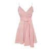 New Regular Casual Daily Linen Look Woven Double Breasted Strappy Sleeve A-Line Mini Length Dress