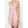 New Regular Casual Daily Linen Look Woven Double Breasted Strappy Sleeve A-Line Mini Length Dress