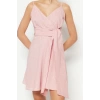New Regular Casual Daily Linen Look Woven Double Breasted Strappy Sleeve A-Line Mini Length Dress