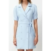 New Regular Casual Daily Finike Woven Jacket Collar Short Sleeve Jacket Dress Mini Length Dress