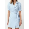 New Regular Casual Daily Finike Woven Jacket Collar Short Sleeve Jacket Dress Mini Length Dress