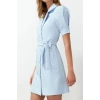 New Regular Casual Daily Finike Woven Jacket Collar Short Sleeve Jacket Dress Mini Length Dress