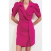 New Regular Casual Daily Finike Woven Jacket Collar Short Sleeve Jacket Dress Mini Length Dress