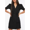 New Regular Casual Daily Finike Woven Jacket Collar Short Sleeve Jacket Dress Mini Length Dress