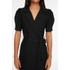 New Regular Casual Daily Finike Woven Jacket Collar Short Sleeve Jacket Dress Mini Length Dress