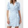 New Regular Casual Daily Finike Woven Jacket Collar Short Sleeve Jacket Dress Mini Length Dress