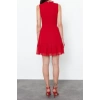 New Regular Business Chiffon Woven Stand Collar Sleeveless Sleeve A-Line Mini Length Dress