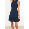 New Regular Business Chiffon Woven Stand Collar Sleeveless Sleeve A-Line Mini Length Dress