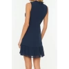 New Regular Business Chiffon Woven Stand Collar Sleeveless Sleeve A-Line Mini Length Dress