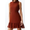 New Regular Business Chiffon Woven Stand Collar Sleeveless Sleeve A-Line Mini Length Dress