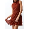 New Regular Business Chiffon Woven Stand Collar Sleeveless Sleeve A-Line Mini Length Dress