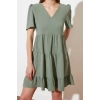 New Regular Casual Daily Aerobin Woven V Neck Short Sleeve Shift Mini Length Dress