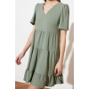 New Regular Casual Daily Aerobin Woven V Neck Short Sleeve Shift Mini Length Dress
